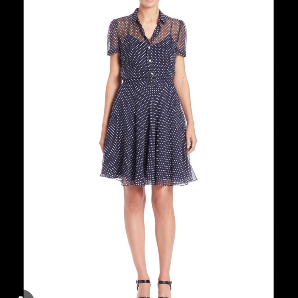 Ralph Lauren Mulberry Silk PinUp Polka Dot Dress